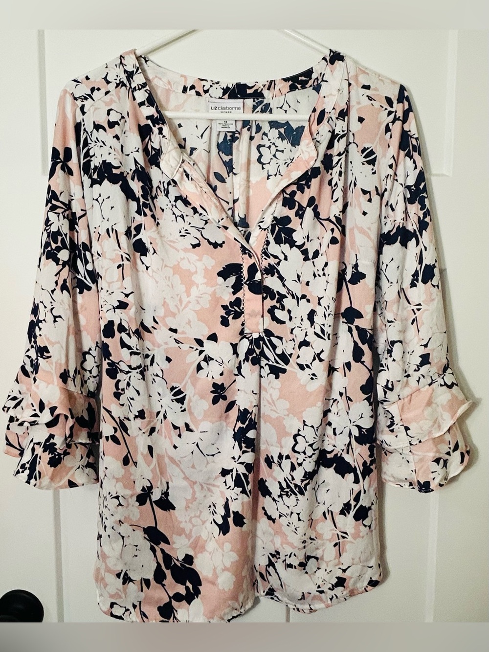 Liz Claiborne Pink Floral Button-Front Women's Blouse